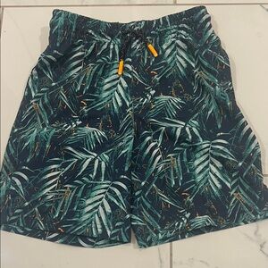 All in Motion Green Leaf Print Boys Swim Shorts